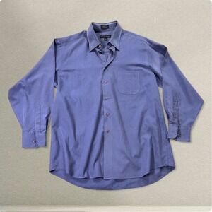 Modern Elements Men's Dress Shirt Blue 16.5 32/33 Comfort Silk Button Down Large